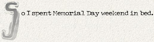 So I spent Memorial Day weekend in bed.