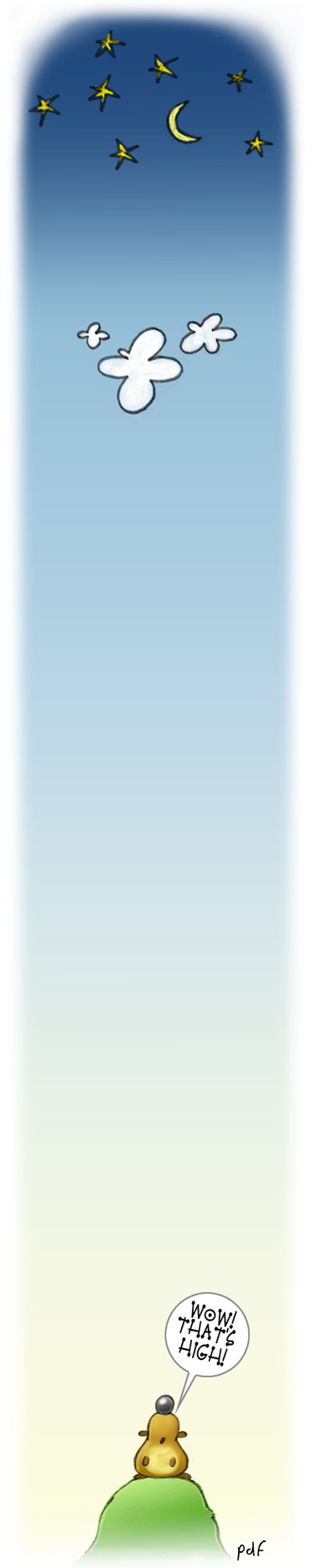 Totally awesome art! (Illustrating how high the sky is)