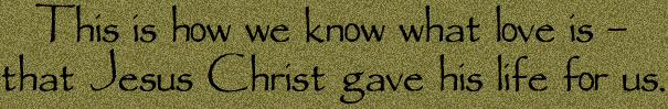 This is how we know what love is - Jesus Christ gave his life for us.
