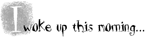 I woke up this morning...