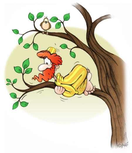 (illustration - Zacchaeus up a tree!)